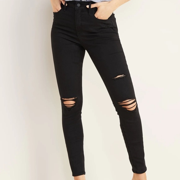 ✨Old Navy High-Waisted Distressed Rockstar Super Skinny Jeans, Size 4 - Picture 1 of 6